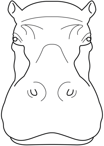 Hippo Face Coloring Page